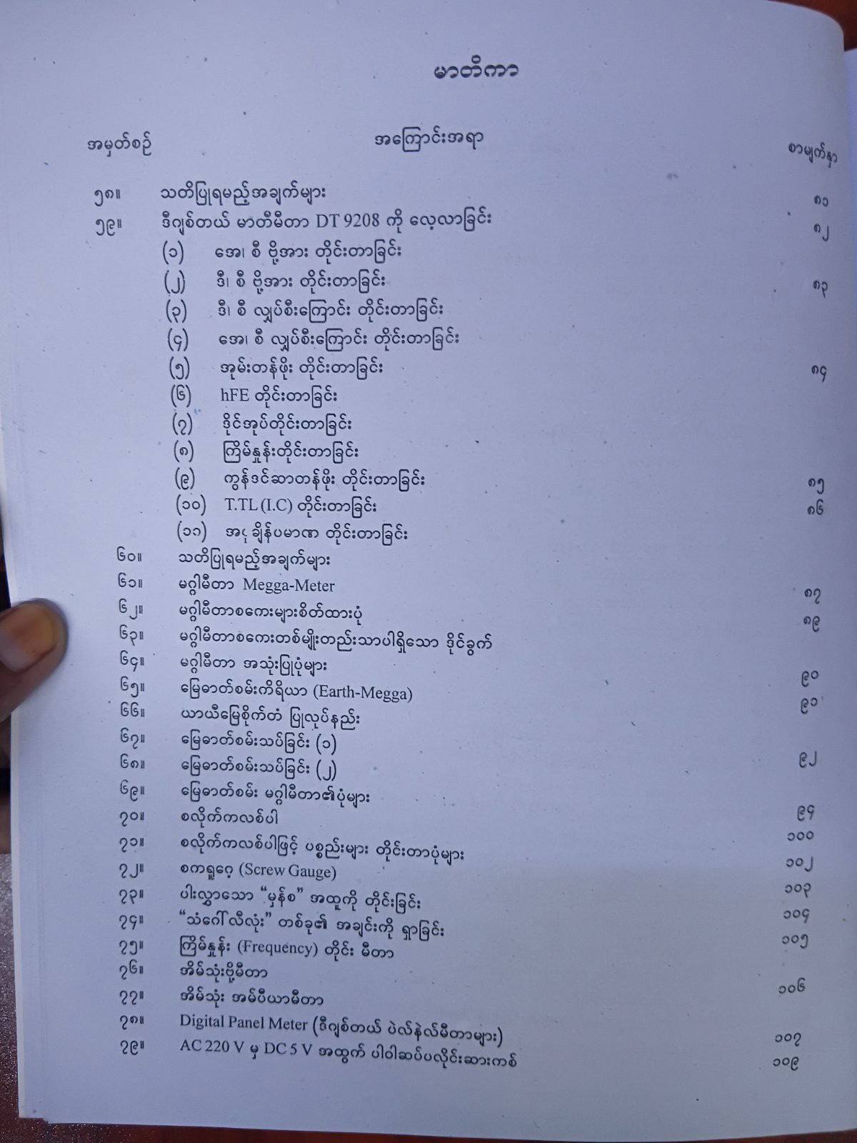 မီတာအမျိုးမျိုးစကေးဖတ်နည်းနှင့်တိုင်းတာဆက်သွယ်ပုံများ [ဦးအုန်းမြိုင် (လျှပ်စစ်)]