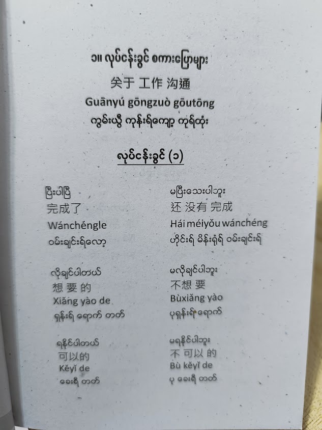 Speak basic business Chinese-Myanmar - Nann