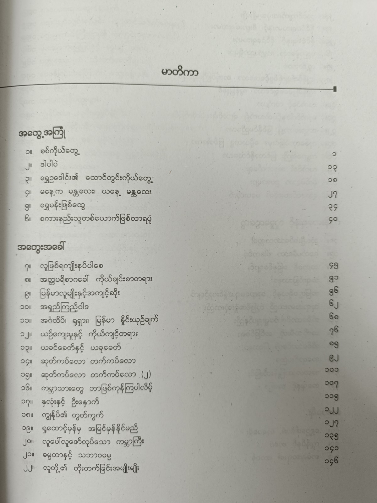 အတွေးအခေါ်ဆောင်းပါးပေါင်းချုပ် (၁)